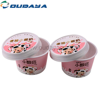 Taza de plástico para helado, vaso pequeño con tapa y cuchara