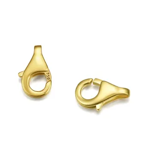 Good Quality 18K Solid Gold Pear Shape Jewelry Lobster Clasps Ring Clasp With Jump Rings