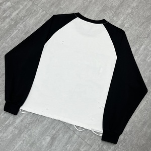T-shirt Premium Streetwear Designer 100% Coton Col Rond Raglan Personnalisé T-shirt Lourd Imprimé Oversize à Manches Longues - Product Image 2