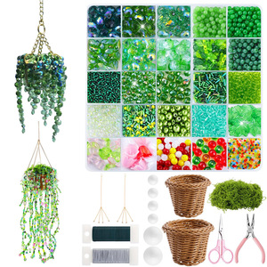 Hangende kralen succulenten DIY kit - Groene glazen bloemen ornament knutselset - Handgemaakte tuindecoratie voor woonkamer & cadeaus - Product Image 4