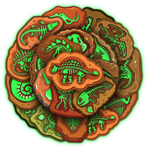 20 autocollants fosforescents de dinosaures, squelettes d'animaux préhistoriques, <span class=keywords><strong>ammonites</strong></span> rétro, amusants, imperméables, lumineux et décoratifs - Product Image 5