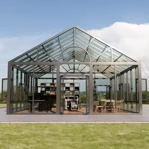 Solário de vidro dobrável para casa, janela de madeira plana, extension de casa, design moderno, solário