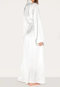 Kimono da Sposa Lungo in Raso di Seta Nero da Donna, <span class=keywords><strong>Vestaglia</strong></span> con Scollo a V e Cintura, Maniche Svasate, Lussuoso Abito da Notte e da Casa - Product Image 2