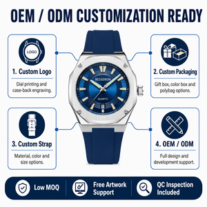 Proveedor de Relojes OEM, Reloj Deportivo de Cuarzo para Hombre, de Lujo, con Esfera Luminosa, Caja de Acero Inoxidable, Correa de Goma, Personalizable con su Logotipo - Product Image 2
