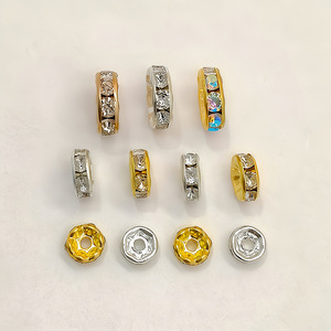 Electroplated Gold Silver Micro Inlaid Diamond <b>Ring</b> Spacers Cubic Zirconia Round Loose Beads DIY Jewelry Accessories - Product Image 2