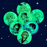 Hojalata redonda personalizada, luminosa, luminiscente, bonita caricatura de Anime, insignia de botón que brilla intensamente para ropa, bolsa