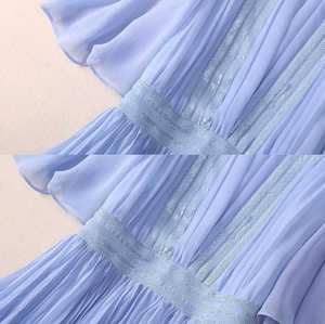 Abito lungo in Chiffon fatto a mano nuovo 2025 personalizzato abito blu chiaro in tinta unita abiti da sera piegati per musulmani - Product Image 5