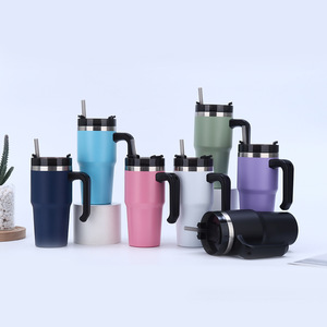 Vente en gros de gobelets en acier inoxydable de 20oz tasses <span class=keywords><strong>orange</strong></span> isolées pour voiture tasses à bière de voyage avec poignée paille <span class=keywords><strong>bouteille</strong></span> d'eau sous vide pour le camping - Product Image 6