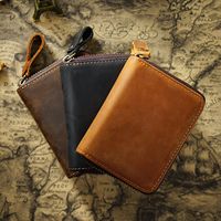 Porte-cartes en cuir véritable Crazy Horse avec blocage RFID, porte-monnaie court pour homme, porte-cartes de visite pour homme