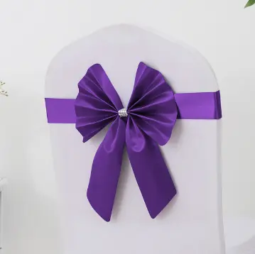Wholesale Satin Fabric Custom Sashes Chair Cover Home Decoration Ribbons For Wedding Chairs Decor