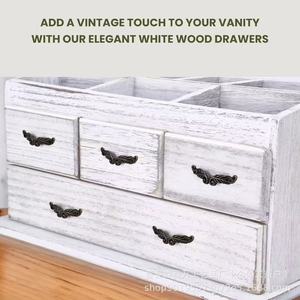 Desktop Wooden Cosmetic Organizer <b>With</b> Drawers Makeup <b>Storage</b> Box Jewelry Holder <b>Dressing</b> <b>Table</b> <b>Storage</b> Cabinet - Product Image 2