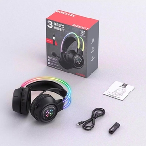 หูฟังเกมมิ่ง <span class=keywords><strong>ONIKUMA</strong></span> GT889 ไดรเวอร์ 50 มม. เสียงสเตอริโอ ไร้สาย 3 โหมด RGB 2.4G สายคาดศีรษะเรืองแสงแบบแขวน แบตเตอรี่ใช้งานได้ 60 ชั่วโมง - Product Image 2