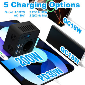 Convertisseur d'alimentation portable version européenne, double tension DC <span class=keywords><strong>12V</strong></span> 24V vers AC 110V <span class=keywords><strong>220V</strong></span>, convertisseur de voiture, onduleur, <span class=keywords><strong>chargeur</strong></span> d'ordinateur portable automatique - Product Image 5