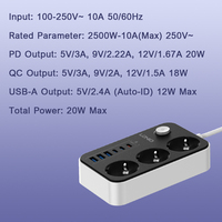 Multiprise LDNIO SE3631C avec protection contre les surtensions, 3 prises AC et ports USB, 2500W, prix de gros