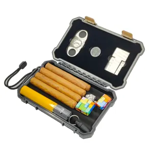 Humidor de cigarros de nuevo diseño de fábrica, caja de plástico con logotipo personalizado, caja de cigarros con higrómetro humidificador