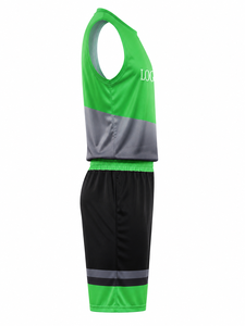 Ensemble d'uniformes de basketball personnalisables en gros pour équipes adultes – Logo imprimé par transfert thermique, numéros de joueur, respirant, 100 % polyester - Product Image 3