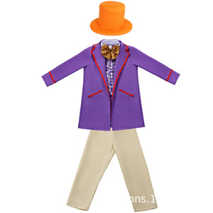 Disfraz de Willy Wonka para niños, abrigo morado, sombrero naranja, traje de cosplay para niños, disfraz para fiesta de Halloween - Product Image 4