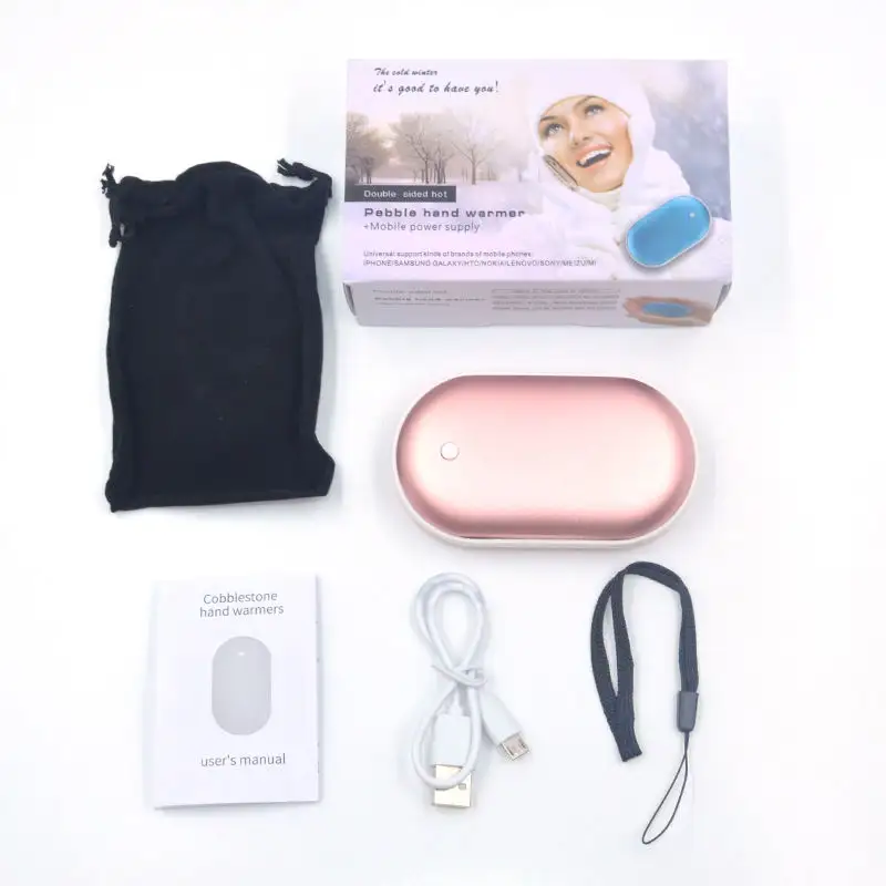 Hot Selling Dubbelzijdige Koorts Oplaadbare 5000Mah Usb Handwarmer Met Mobiele Power Bank Winter Nodig