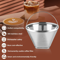 Cuisinart Maker Coffee Bar Brewer Compatible Cone Shape Réutilisable Filtre à café en acier inoxydable Filtre à tasse permanent