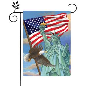 Bandera de lino Vintage americana para jardín, producto promocional, <span class=keywords><strong>Estatua</strong></span> de la libertad, regalo conmemorativo, 30x45cm - Product Image 1