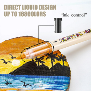 Nouveau design, 24 <span class=keywords><strong>couleurs</strong></span>, stylos à peinture acrylique à pointe souple, encre permanente imperméable pour roche, bois, verre - Product Image 4