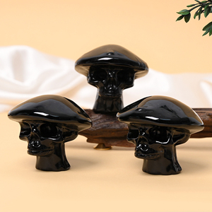 Vente en gros de sculptures de crânes de champignons en obsidienne, en cristal naturel, pour Halloween - Product Image 5