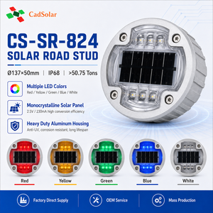 Round 137mm Solar Road Stud IP68 6 LED 50 Ton Pressure Resistant Solar Panel For Heavy Truck Lane