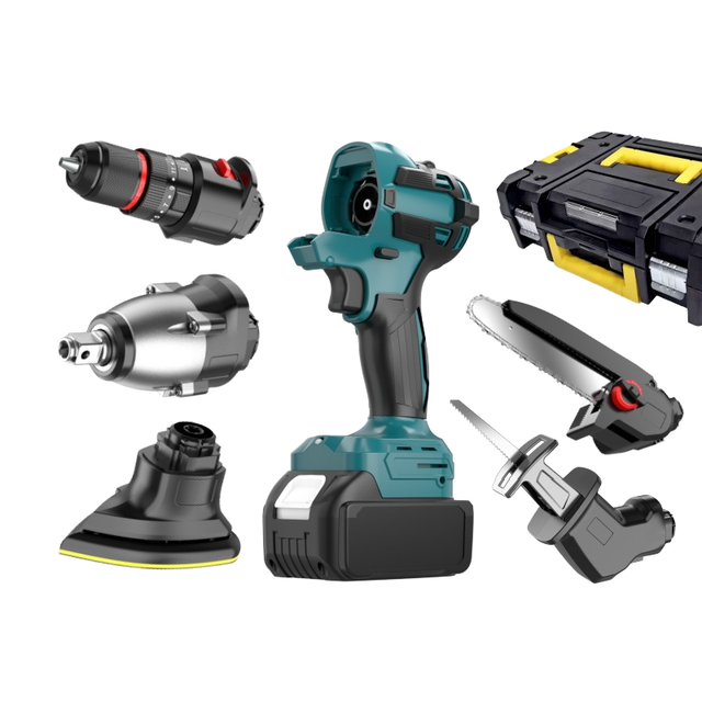 Multi-Purpose 21V Cordless Power Tools Combo Kit with 15-Piece Brushless Drill Set Multi-Head Tools 1 Year Warranty