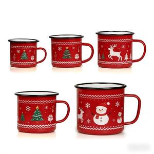 Taza Esmaltada Navideña Personalizada, Regalo Festivo, Taza Esmaltada Promocional, Vajilla Esmaltada Grande a Prueba de Fugas para Camping - Product Image 1