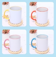Tasse à café en céramique personnalisée avec poignée colorée tasse à sublimation de 11oz vente en gros