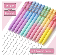 Lot de 12, corps de stylo de couleur dégradée, encre noire |   Stylos à bille mignons à encre noire, stylos mignons pour journalisation