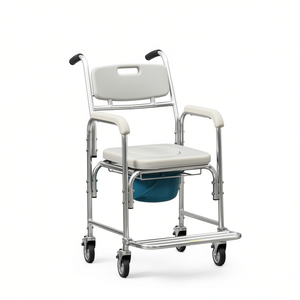 Silla de Inodoro con Ruedas y Asiento Acolchado, Impermeable, para Baño, Equipo de Seguridad - Product Image 1