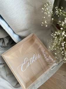Confezione regalo personalizzata in legno con nome personalizzato con incisione personale piccola scatola media grande con coperchio in vetro e fodera in velluto - Product Image 3