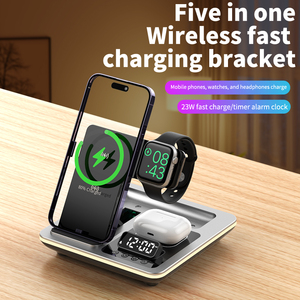 Station de charge pliable 3 en 1 à charge rapide avec horloge RGB, chargeur sans fil magnétique multifonctionnel pour <span class=keywords><strong>iPhone</strong></span> et Apple Watch - Product Image 3