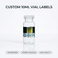 Étiquettes adhésives holographiques écologiques en PET imperméables avec logo personnalisé imprimé pour l'emballage de flacons de 10 ml, poudre de peptide