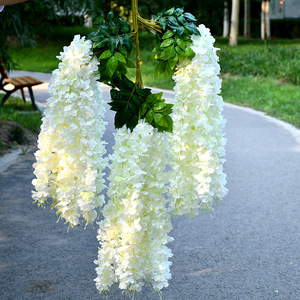 Guirlande <span class=keywords><strong>de</strong></span> fleurs artificielles en soie blanche champagne, décoration <span class=keywords><strong>de</strong></span> mariage, 110 cm, glycine suspendue, <span class=keywords><strong>vignes</strong></span> d'hortensias - Product Image 1