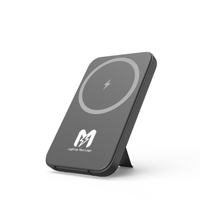 Batterie externe magnétique ultra-fine Super Slim Magsaferred 5000 mAh à charge rapide avec double câble et support de téléphone