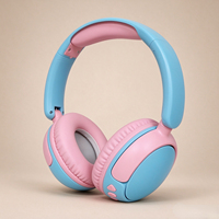 Headphone Nirkabel Lipat Macaron Pastel untuk Wanita, Headset Ringan dengan Mikrofon Terintegrasi, Mendukung OEM ODM Logo Kustom