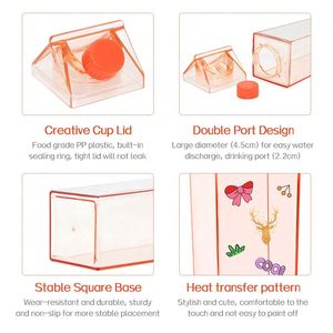 Bouteille d'eau en plastique minimaliste unisexe, anti-fuite, compatible lave-vaisselle, pour fêtes, vente en gros, transparente avec couvercle - Product Image 2