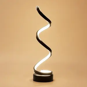 Moderne lampe de bureau chambre Spirale type Nuit Lumière LED Lit Côté Noir Or Lampe de Table