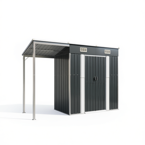 Caseta de jardín grande de acero galvanizado antracita con espacio de almacenamiento de plástico para uso en exteriores - Product Image 1