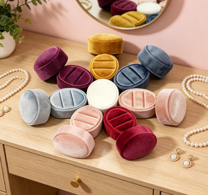<b>Velvet</b> Ring <b>Box</b> with 3 Compartments, Multi-Color <b>Jewelry</b> Storage for Rings, Earrings, Gifts - Product Image 6