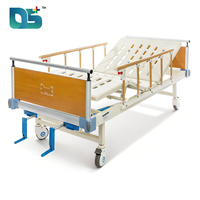Lit médical d'hôpital et de soins intensifs à deux fonctions, manuel et réglable, avec 2 manivelles, en alliage d'aluminium et tête de lit en bois, pour patient