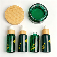 Pot cosmétique en verre avec couvercle en bambou véritable, capacité personnalisée, rechargeable, anti-lumière, vente en gros, directement du fabricant, pour crème visage