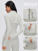 Veste de yoga légère à séchage rapide pour femme, col montant, fermeture éclair intégrale dorée, vêtement d'extérieur confortable pour la course et le fitness