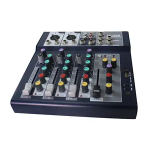 T 15W 4 CH Mezcladora De 4 Canales Audio Mixer With 2 Mono Microphone Line Channel Input 1 Stereo Input