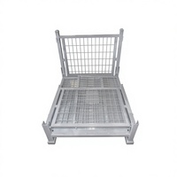 Cage de chariot élévateur pliable en acier robuste avec roues, conception de maille personnalisée, capacité de 1500 kg pour le stockage empilable