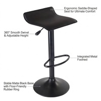 Tabouret de bar à siège ergonomique, noir mat, avec repose-pieds intégré, réglable en hauteur, pivotant à 360°, idéal pour cuisine, bar ou comptoir