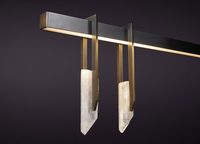 XZ Plafond Haut Salon Design Style Américain Laiton Vieilli Cristal Albâtre Lumières et Lustre Design Pendentif Suspension Lampe Suspendue