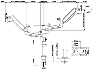 Support d'écran télescopique réglable KELMY en alliage d'aluminium et acier, inclinaison à 90°, capacité de charge de 10 kg, compatible écrans jusqu'à 32 pouces - Product Image 5